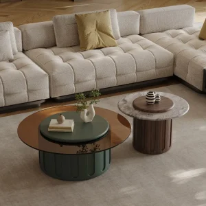 Antique-Style Round Coffee Table Set