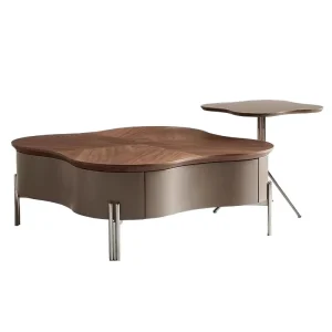 Retro Medieval Round Coffee Table – Asymmetrical Design for Small Modern Spaces
