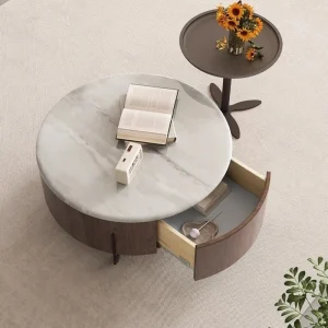 Italian Cream Coffee Table & TV Cabinet Set – Modern Light Luxury for Small Apartments
