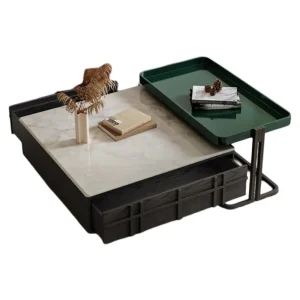 Italian Minimalist Microcrystalline Stone Coffee Table – Retro Charm for Modern Small Spaces