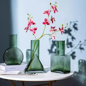 Creative Geometric Colored Glass Vases – Modern Soft Decoration Pieces
