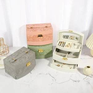 Luxury Portable Jewelry Box – Lockable, High-Capacity Travel Organizer