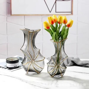 Retro Hand-Painted Glass Vase – Artistic Transparent Decor for Light Luxury Living