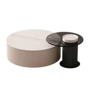 2025 Minimalist Rock Plate Round Coffee Table – Modern Elegance in Every Detail