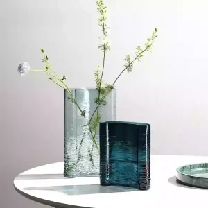 Transparent Water Ripple Glass Vase – Light Luxury Decoration for Elegant Spaces