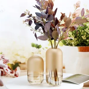 Nordic Gradient Frosted Glass Vase – Fresh & Dried Flower Decoration for Modern Living
