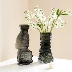 Rock Block Glass Vase – Light Luxury Designer Decoration for a High-End Look