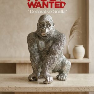 Bold & Modern Elegance: The Striking Silver Decorative Gorilla