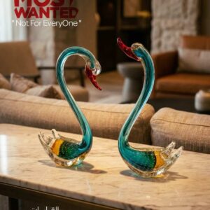 Luxury Handblown Glass Swan Pair